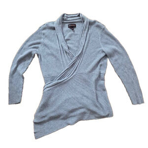 Dana Buchman cotton v-neck knitted assymetrical Grey Sweater X-Large A001811